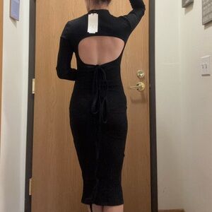 Zara Open Back Ribbed Dress